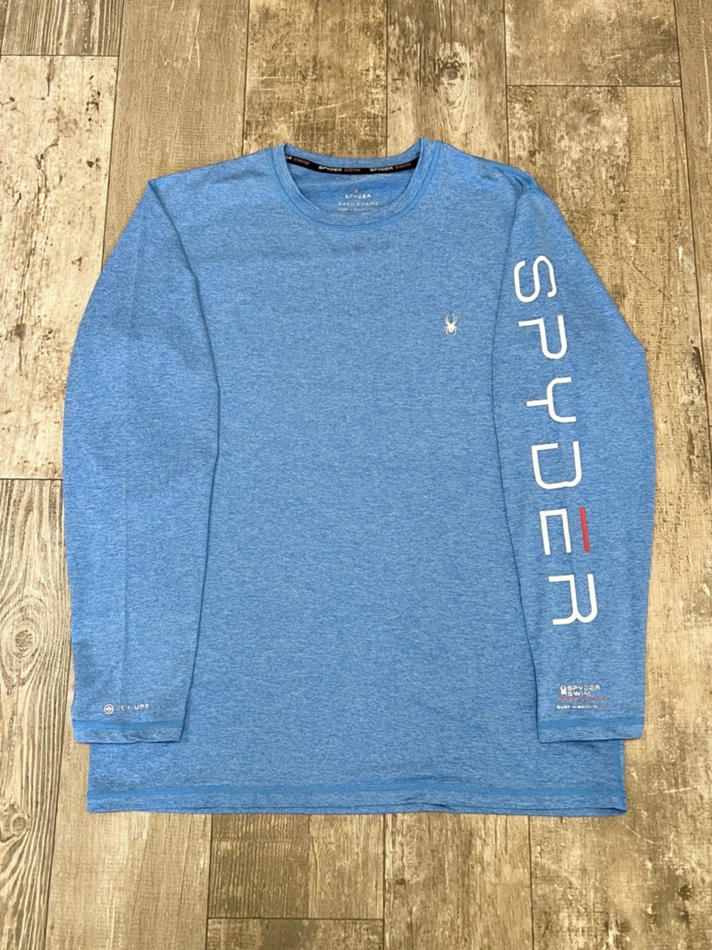 SPYDER Long-Sleeve Rash Guard UPF 50+ Sun Protection Mens Medium Heather Blue
